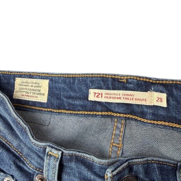 LEVI'S Premium 721 High-Rise Skinny Jeans Sz 28 Blue Wave Dark - Picture 4 of 9
